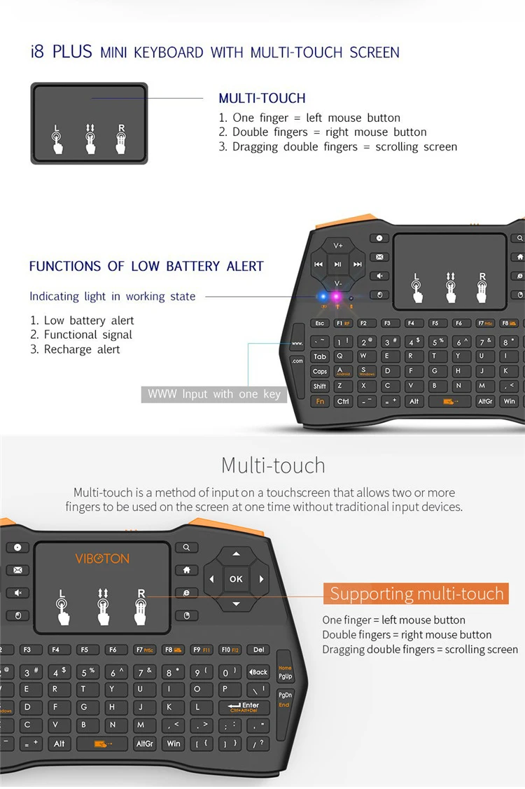 Latest industrial oem custom notebook pc computer accessories slim smart 2.4g wireless mini usb touchpad keyboard