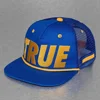 Blue Flat Bill with Gold Rope Custom embroidered Grain Logo Front Snapback Trucker Mesh Cap
