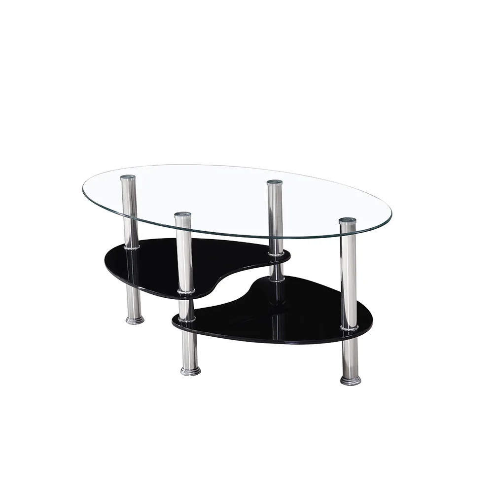 Best sale two tiers modern glass top coffee table cheap tea table