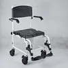 Portable folding commode chair with wheels with armrest For Patient folding commode chair with wheels and pedal
