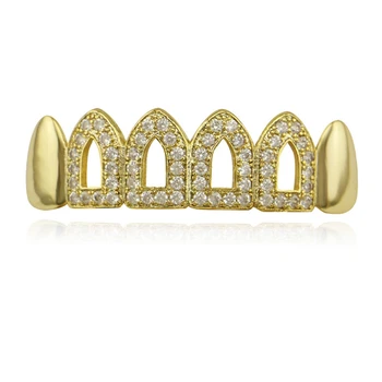 Gold Top Bottom Cap Silver Bling Bling Teeth Grillz - Buy Bling Bling