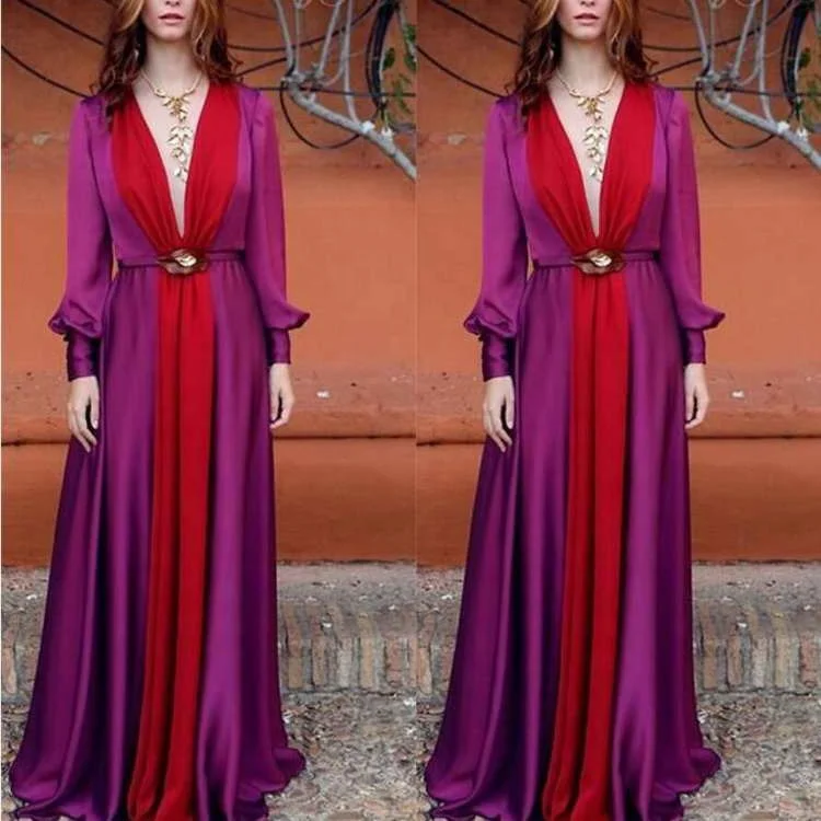 plus size purple maxi dress with sleeves