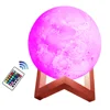 Made in China 16 color rechargeable USB pat touch and remote control Night light 3D LED moon lamp