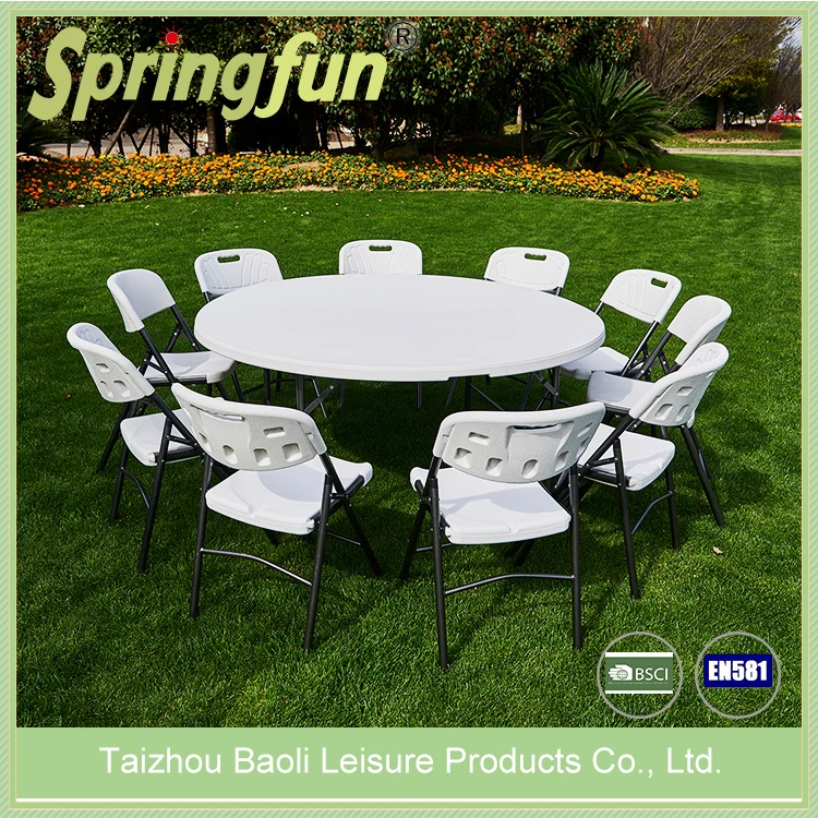 White 80cm Hdpe Plastic Folding Round Garden Tables Buy Cheap Plastic