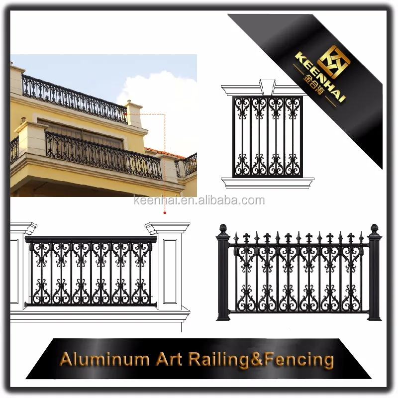 Security Aluminium Wrought Iron Fence Parts Cast Aluminum Fence