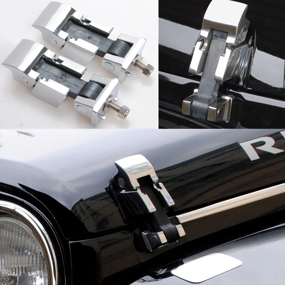 2 Pcs Chrome Aluminum Hood Lock Hood Latch Catch for Jeep Wrangler JK 2007-2016