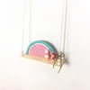 Nordic style floating wall hanging shelves wood beads string wall shelves