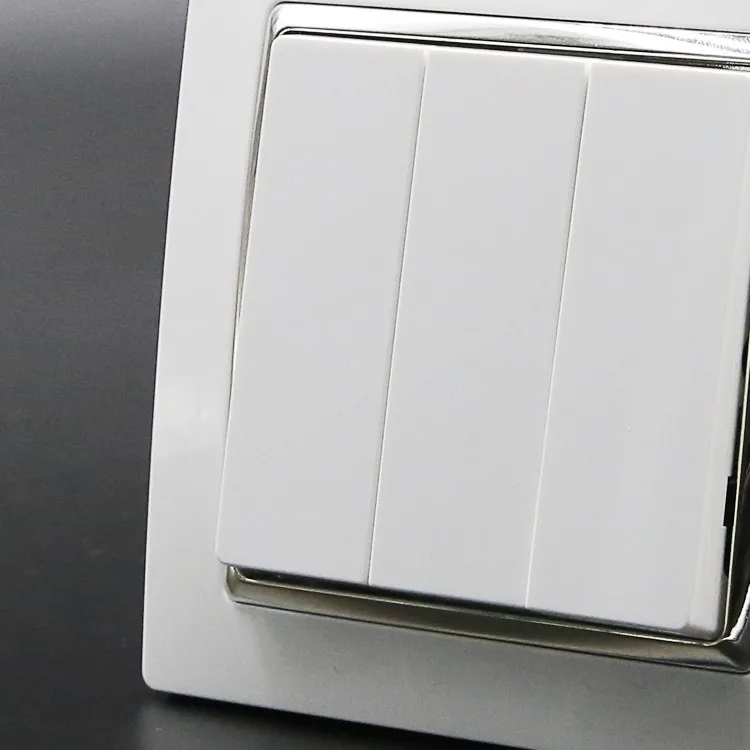 3gang 1way German Type Eu Standard White Color Pc Material Electrical