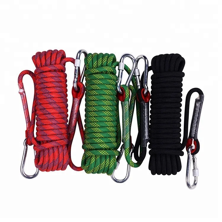 High performance customized package and size nylon/ polyester strong static climbing rope outdoor safety rope