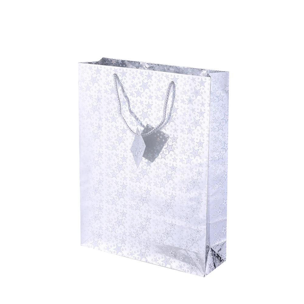 Custom Printed Retail Gold Easy Carry Square Bottom Paper Gift Bag For Shopping