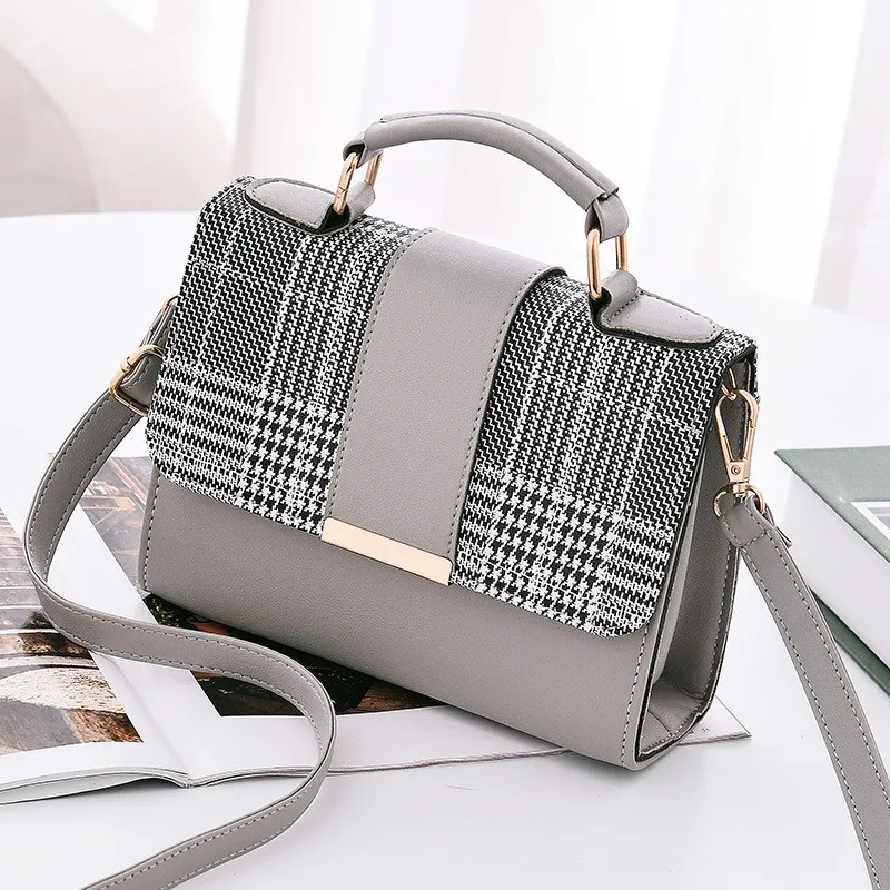 2019 New Women's Tote Bag Fashion Plaid Small Square Ladies Pu Trend ...