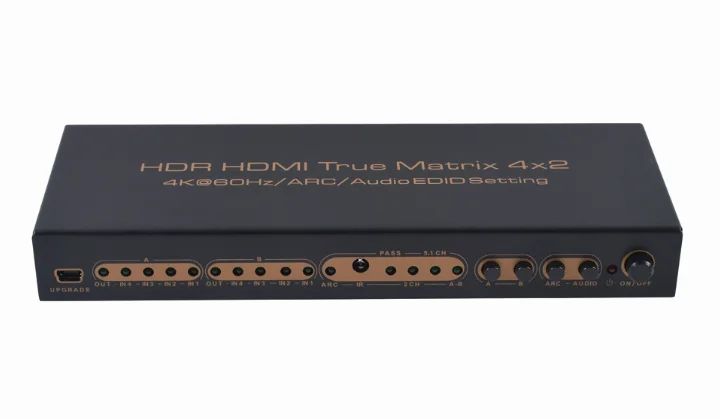 4K HDMI ture Matrix Switcher 4X2 ARC Audio EDID setting