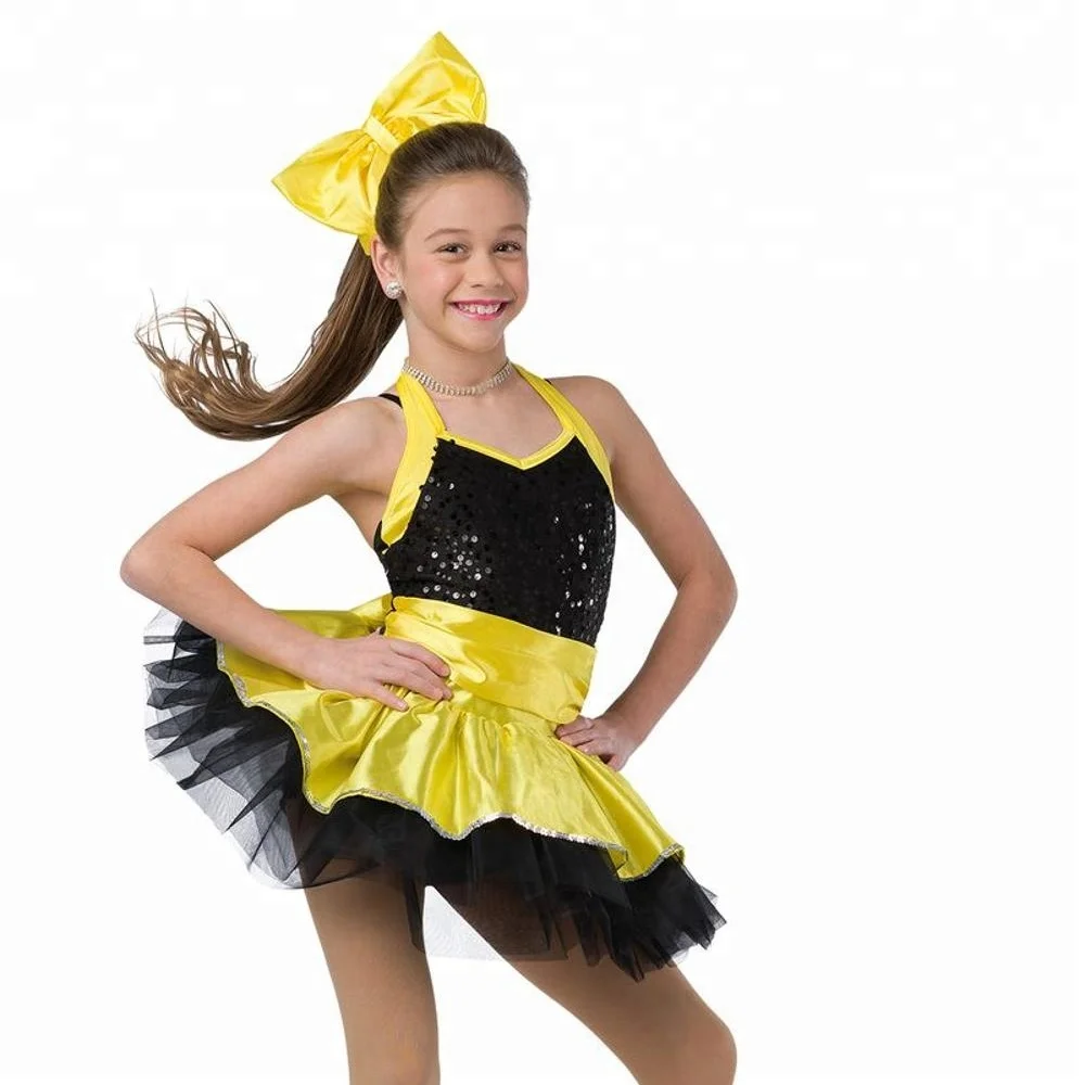Girls Black And Yellow Sequins Ballet Dress Ballet Tutu Dance Costume , Buy Ballet Tutu,Girls Ballet Tutu,Girls Performance Ballet Tutu Product on