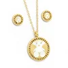 Beautiful White Shell Bear Shaped Stainless Steel Gold Plated Jewelry Set For Women