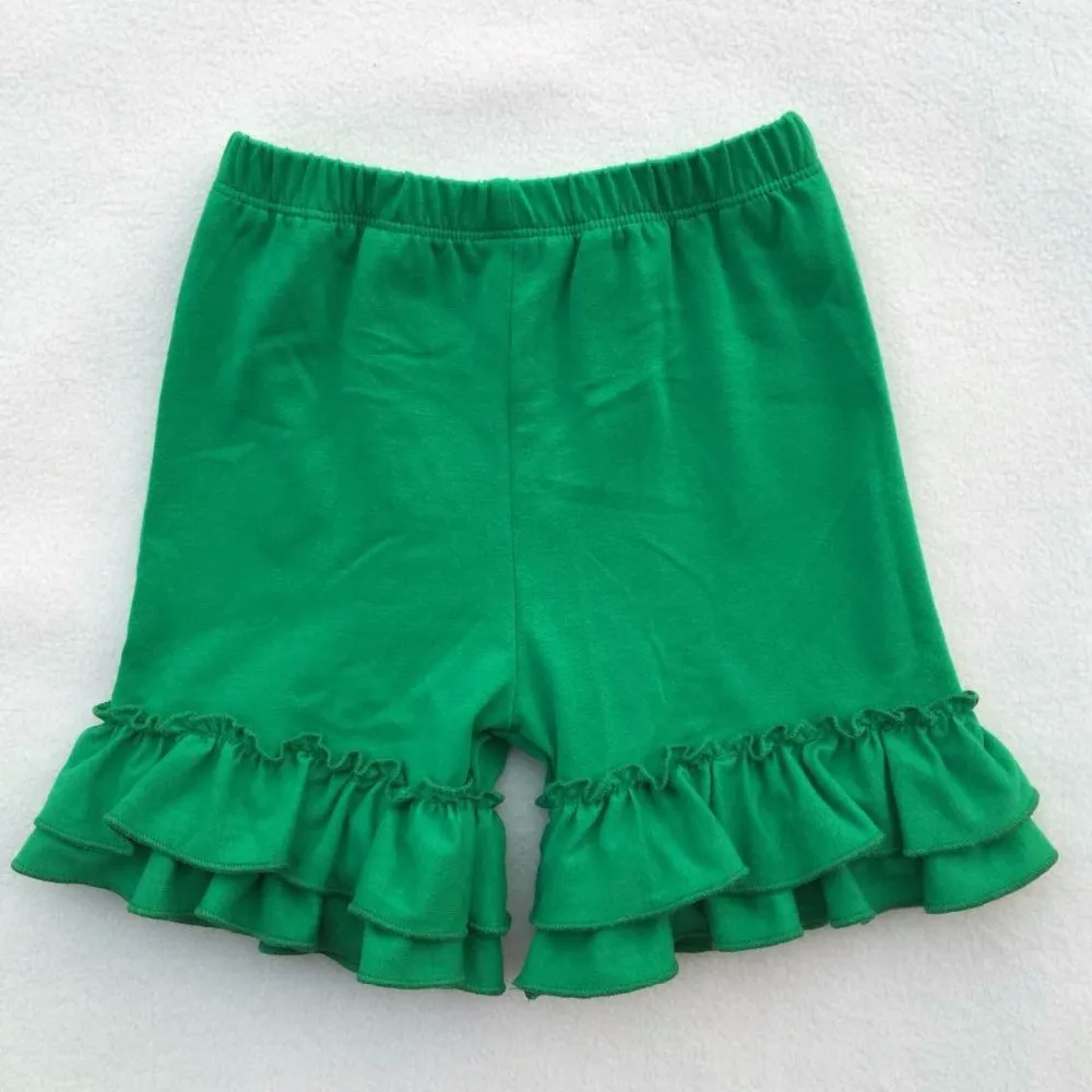 Wholesale Baby Girls Ruffle Cotton Shorts Double Layer Knit Custom