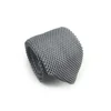 Sports Theme The French Open Men Vintage Slim Skinny 100% Polyester Classic Gray Solid Color Triangle V Bottom Solid Knit Tie
