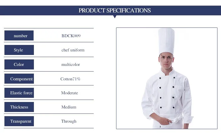 Custom Unisex Italian Style Restaurant Executive Chef Uniform