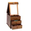 Wooden Cosmetic Storage Box Small Makeup Mirror Dressing Table
