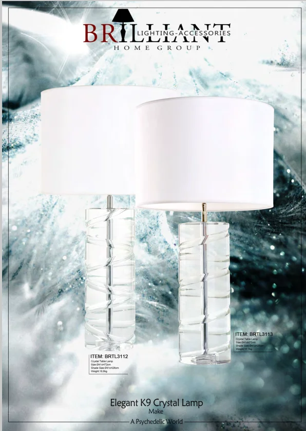 Glass Lamp Knurling Crystal Column lamps for Hotel Room Side Lights