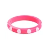 Hot Selling Customized Design Wholesales White Round Dot Colour Narrow Slim Round Shape Resin Bangle For Girl
