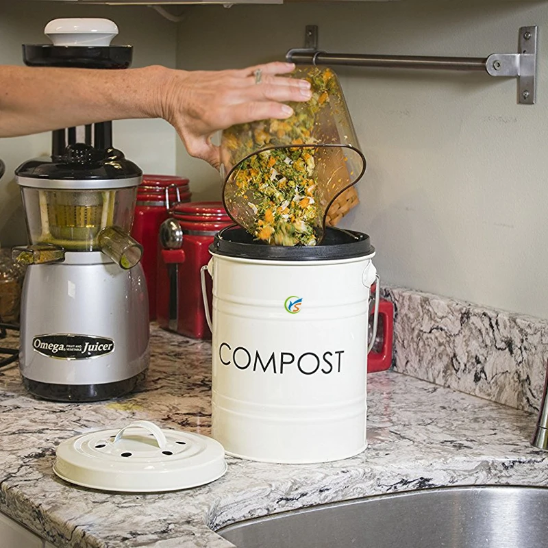 Kitchen Compost Bin With Plastic Liner & Charcoal Filters In Grey Buy Compost Bin,Kitchen