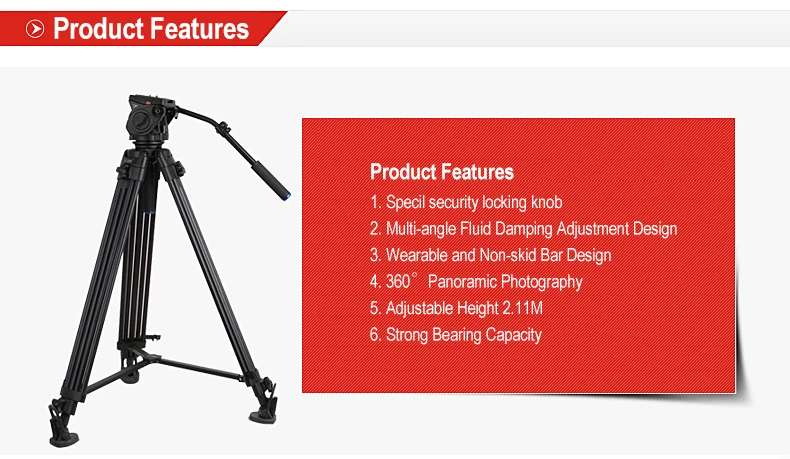 KINGJOY Heavy Duty Aluminum Video Camera Tripod VT-3500+VT-3530, 77 Inch Height for Different Shooting Request