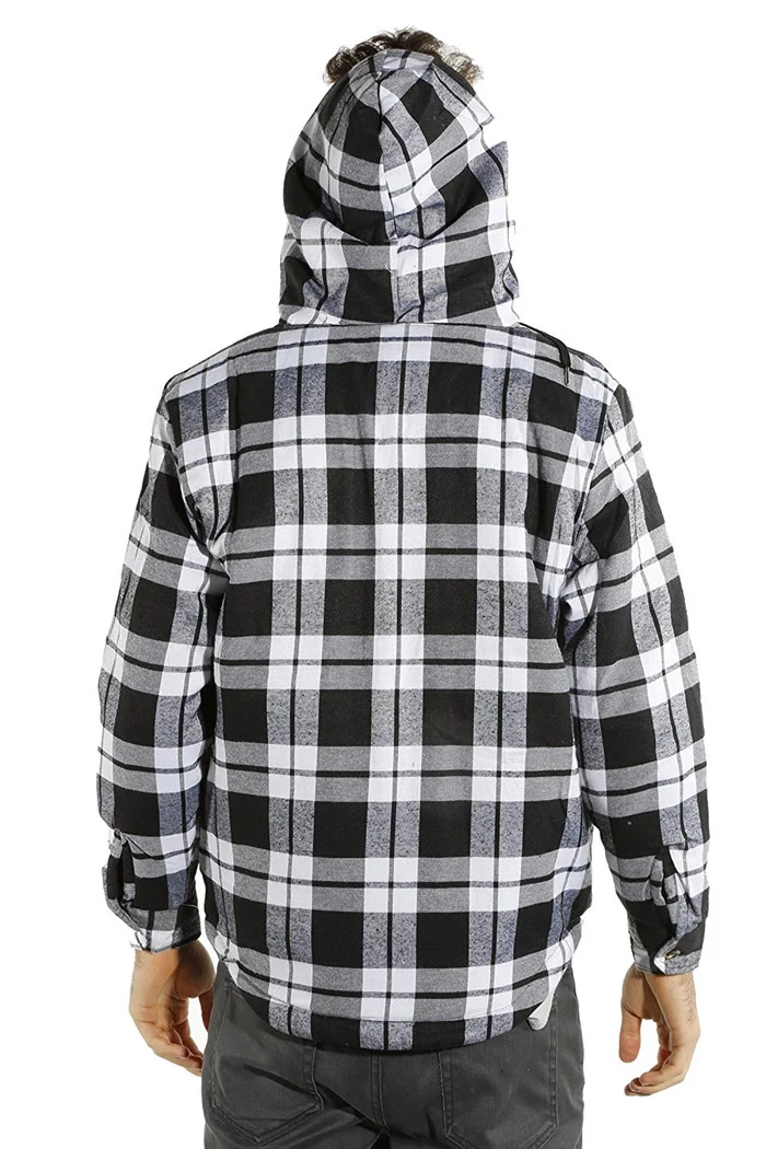 Wholesale Plaid Hoodie Hooded Windbreaker Jackets Flannel Zip Up Hoodie ...