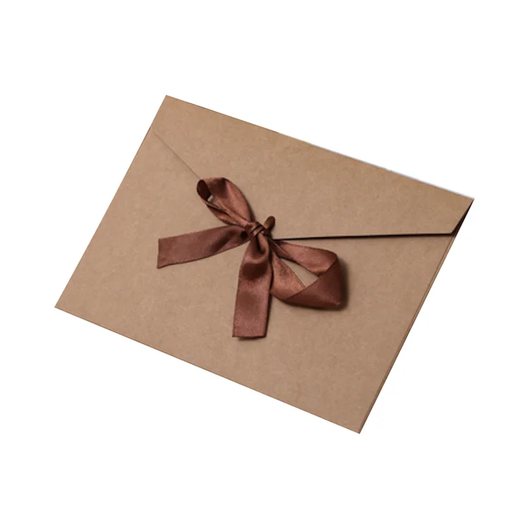 Beautiful Ribbon Custom Kraft Paper Wedding Envelopes Gift Paper