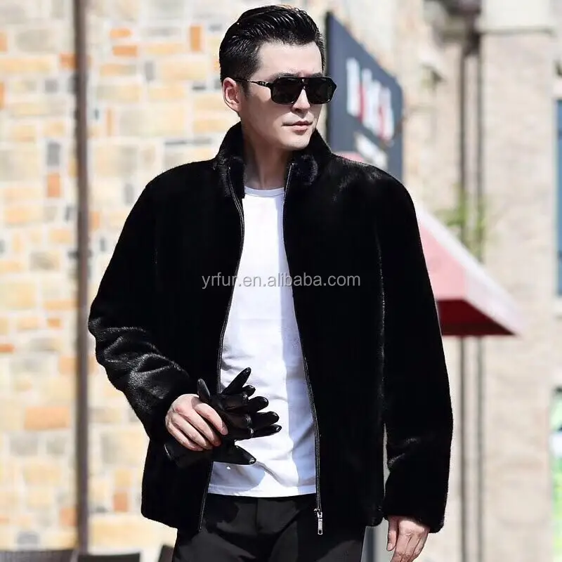 YR1130 Winter Good Quality Outfits Men Mink Fur Coats Black Men's Jackets