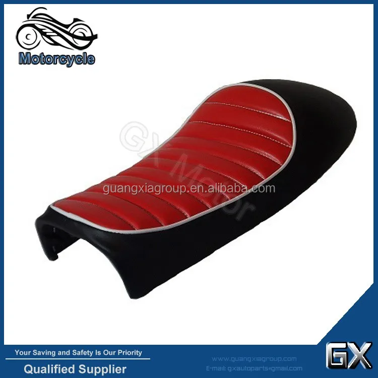 Cafe Racer Parts Abs Hard Motorcycle Seat Red +black Leather Seats Hump