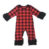 Wholesale Baby Clothes Red/Black Plaid Baby Onesie Ruffle Romper Fall