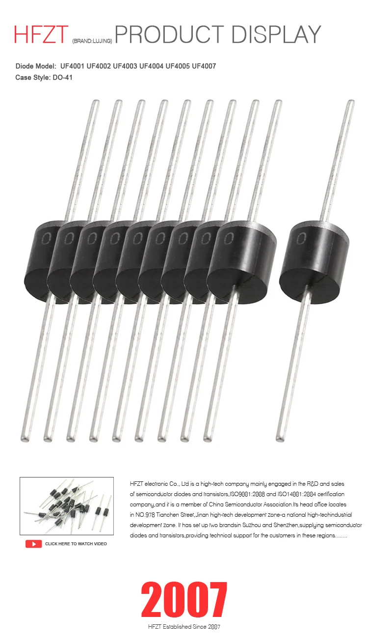 Hfzt High Effciency Rectifier Diode Uf4005 Uf4006 Uf4007 Ultra Fast