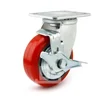 Industrial Platform Trolley Cast Iron PU Heavy Duty Castor Caster Wheels with side brake