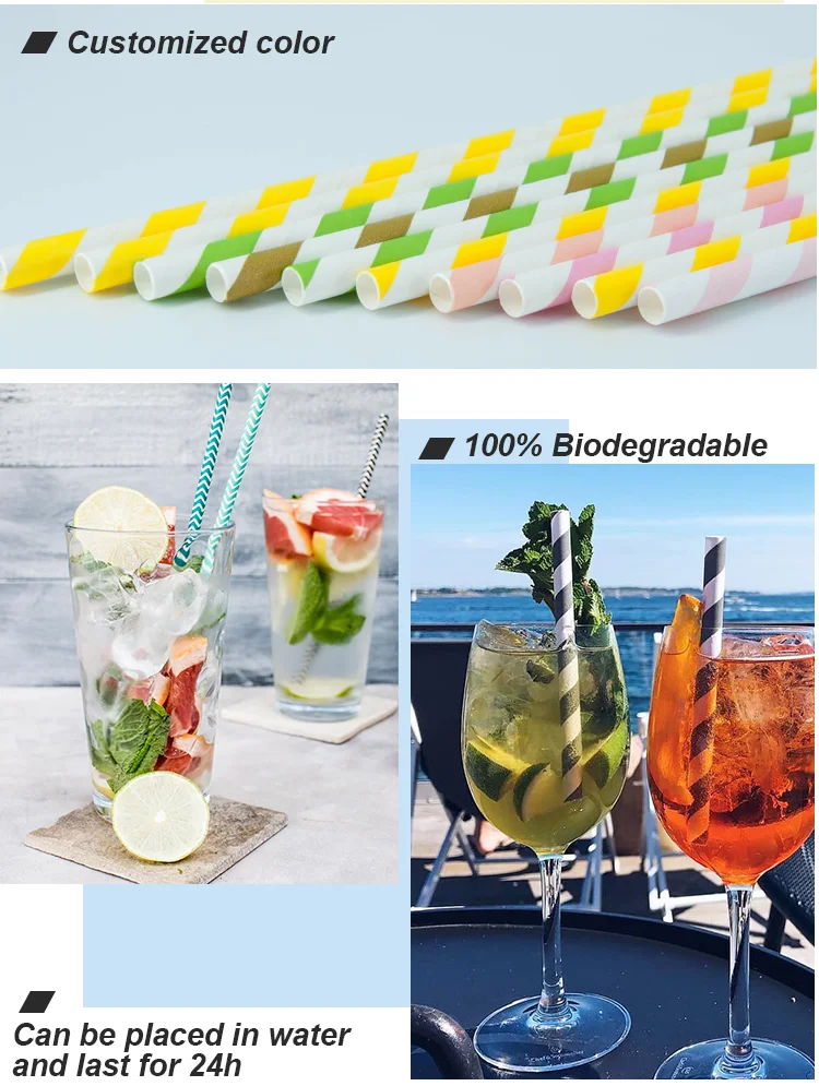 Wholesale 100 Biodegradable Paper Drinking Straw 6mm 7mm 8mm