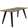 High quality new concept design of modern paint glass top metal foundation fixed table