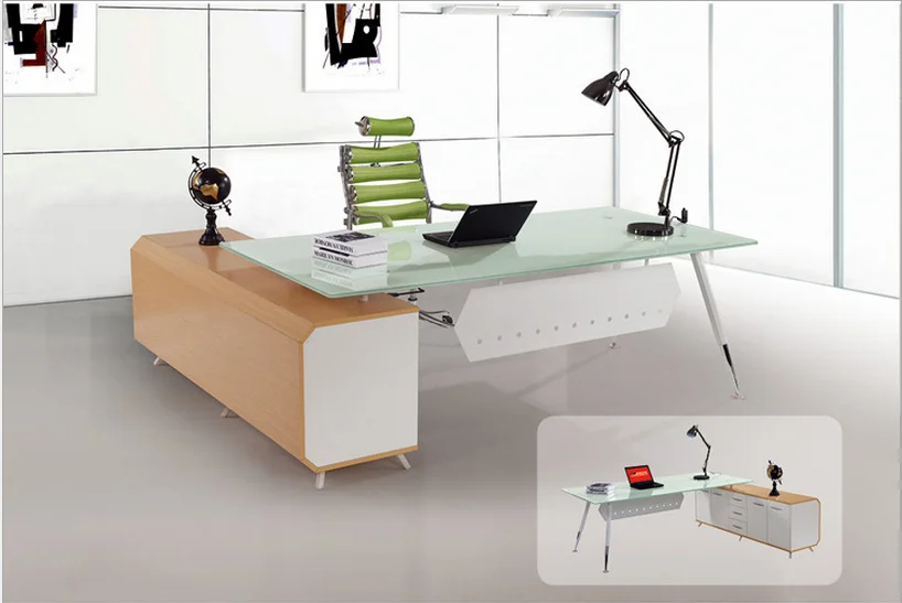 Glass Office Table Glass Desk Move Table With Corner And Office Boss Chair Sets Melamine