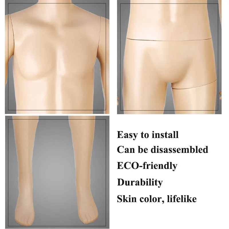 Male Plastic Realistic Skin Tone Full Body Mannequin