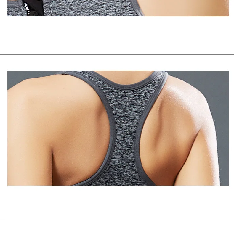 One Piece Full Cup Push Up Bra Running Jogging Fitness Yoga Bra Breathable Shockproof Zipper Sports Bra