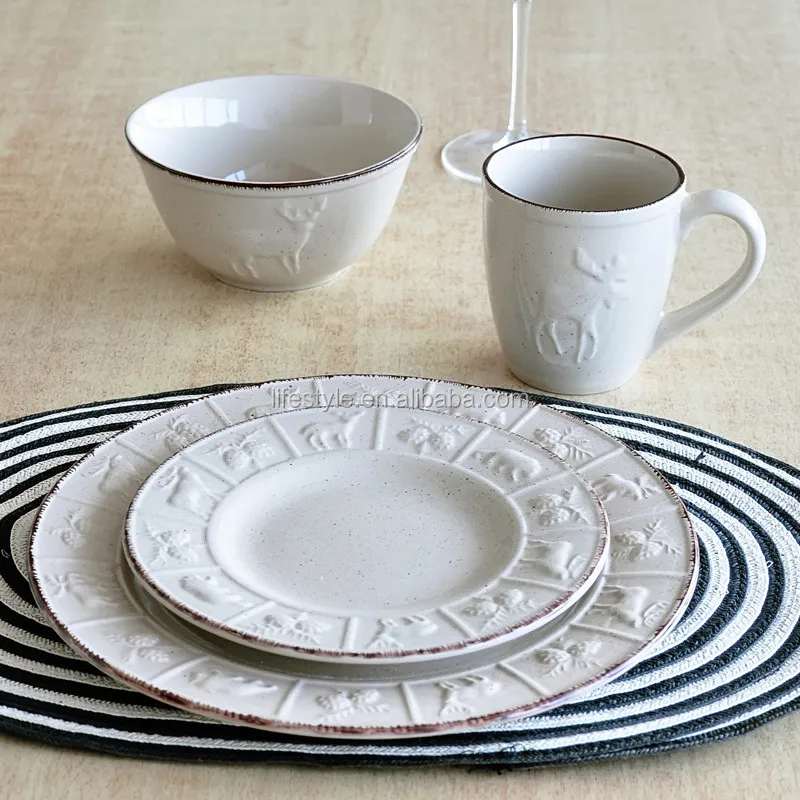Ceramic Embossed Dinnerset,Ceramic Dinnerware With Relief,Made In China