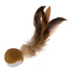 brown ball shape cheap cat chew scratcher toy with feather