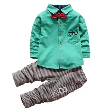 0 4Years Baby Boys Girls 2 Pieces Clothes Sets Kids Children Glasses Bow Tie T shirts