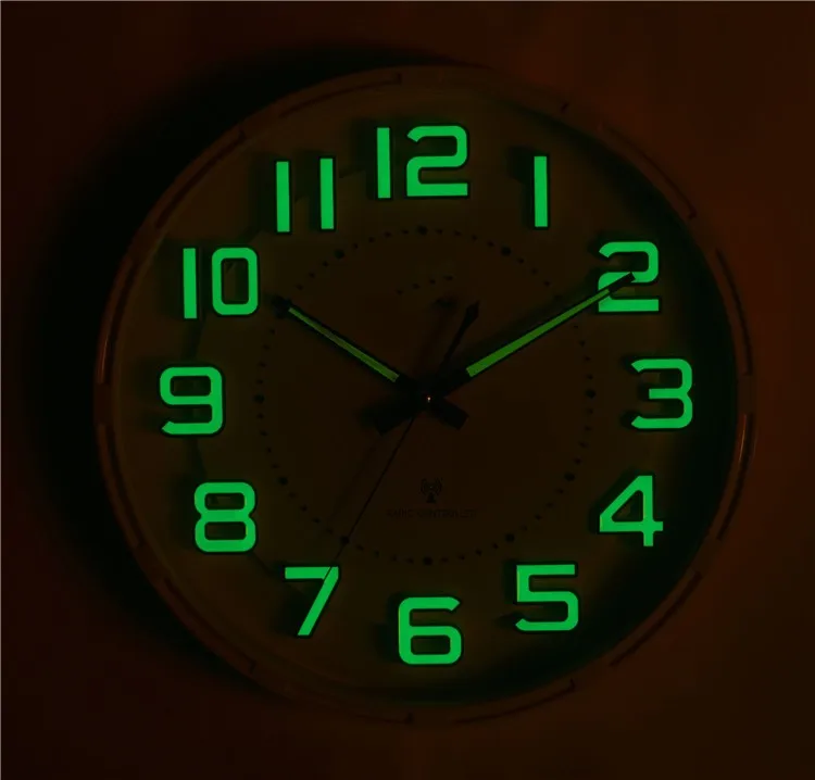 Plastic Radio Controlled Wall Mounted Clock Silent Luminous 3d Rc Wall