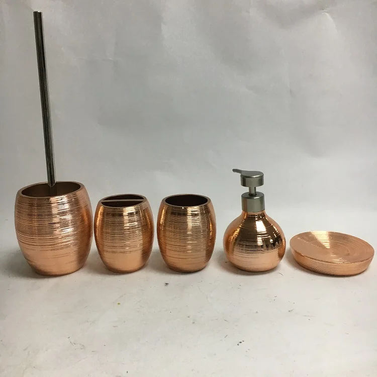 Shiny Rose Gold Plated Home Decorative Resin Toilet Brush Holders