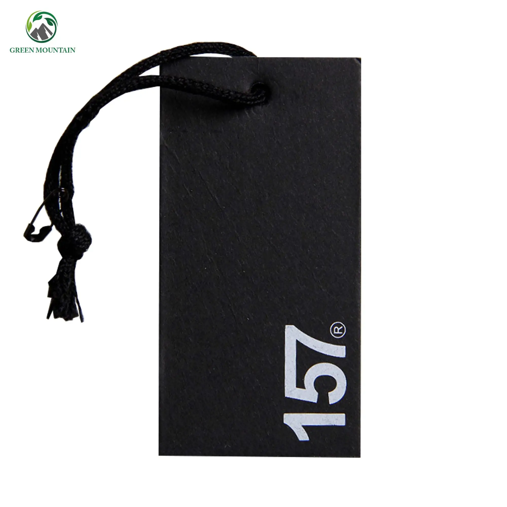 Custom White Logo Printing Thick Black Cardboard Hang Tag With Cord
