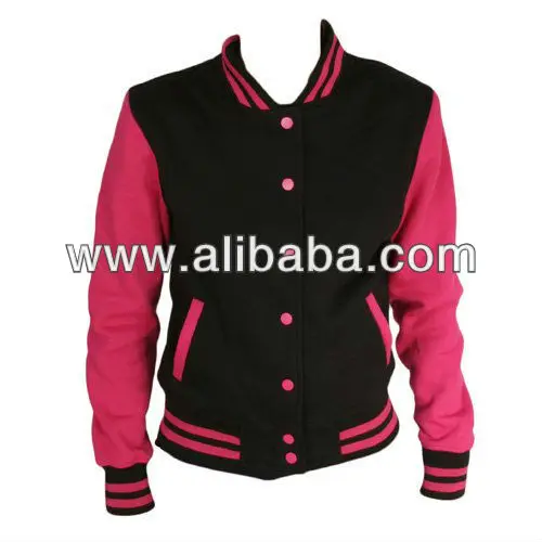 Pink Sleeves Varsity Jacket For Girls 