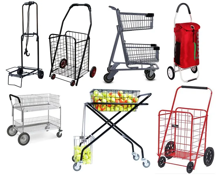 RYYAIYL Lightweight Shopping Trolley Folding Push-Pull Cart Supermarket Grocery Small Trailer Luggage Cart Red Large-Capacity Waterproof Bag 