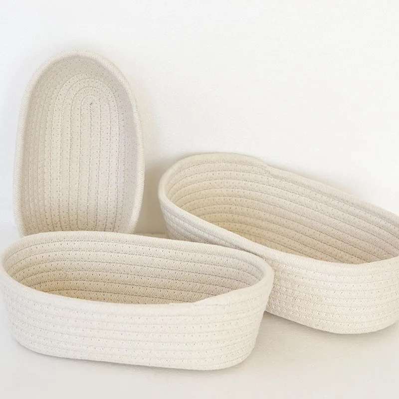 New Style Ecofriendly Thicken Cotton Rope Storage Baskets Set Of 3pcs
