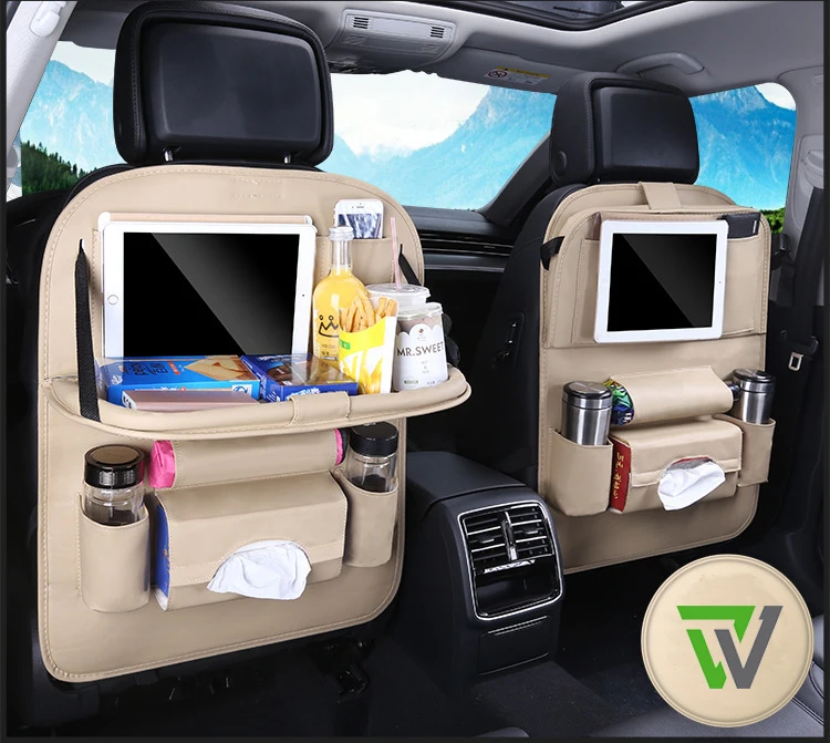 Pu Leather Car Storage Back Seat Organizer With Table Tray Buy