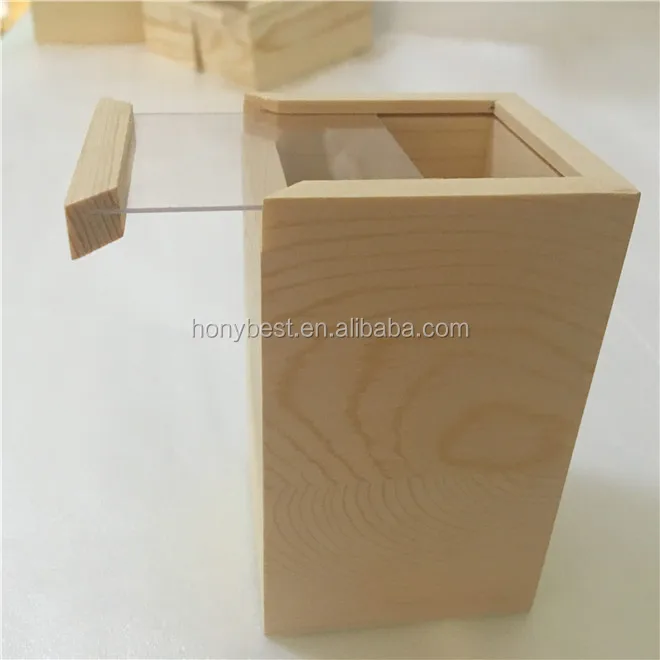 Cajas De Exhibición De Madera Pequeñas Con Tapa Deslizante De Acrílico Con Ventana De Vidrio