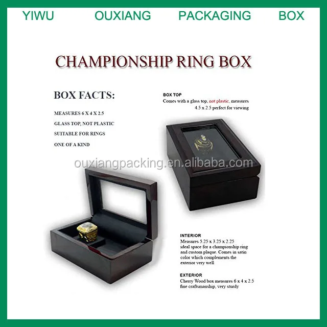 Class 4 Hole Luxury Championship Large Ring Display Box Case Cherry Wine Wood 